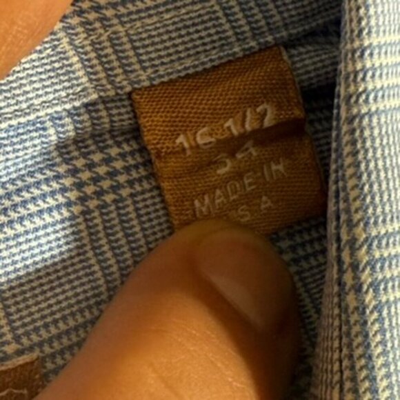 Gitman Bros Mens Long Sleeve Button Shirt Sz 16.5 34 Large USA Blue Made in USA - Picture 6 of 11